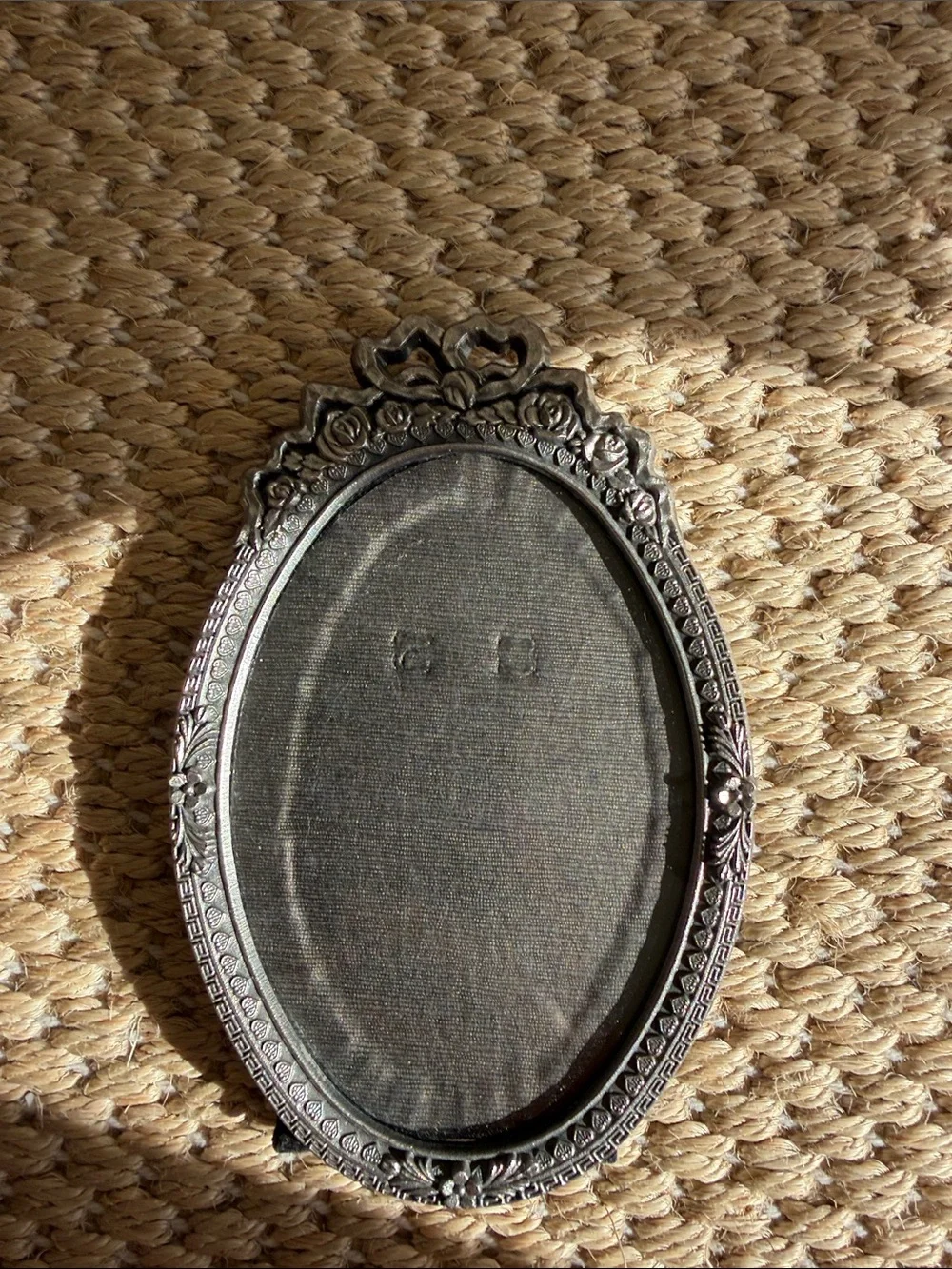 Vintage French Black Ornate Oval Picture Frame